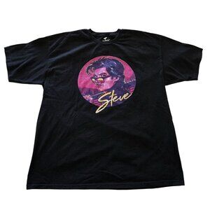 TeeFury Black Retro "Steve" Graphic T-Shirt Stranger Things XL 100% Cotton USA
